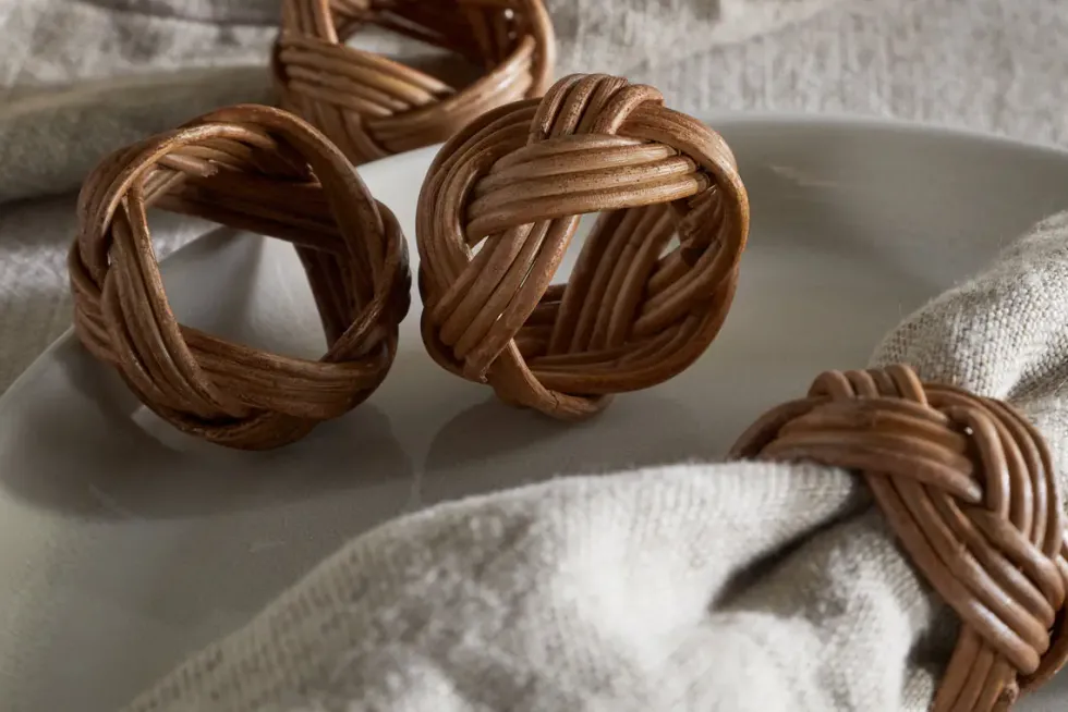 Bersama Rattan Napkin Rings - Natural - (Set of 4)