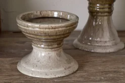 Cabra Reactive Glaze Candle Holder - Olive & Natural