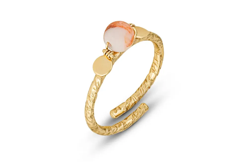 Cerita Rhodochrosite Ring - Rhodochrosite & Gold