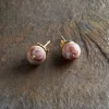 Cerita Rhodochrosite Stud Earrings - Rhodochrosite & Gold