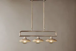 Chakai Mango Wood Pendant Lamp - Natural & Antique Brass