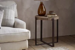 Chakala Reclaimed Wood Side Table - Reclaimed Wood & Iron