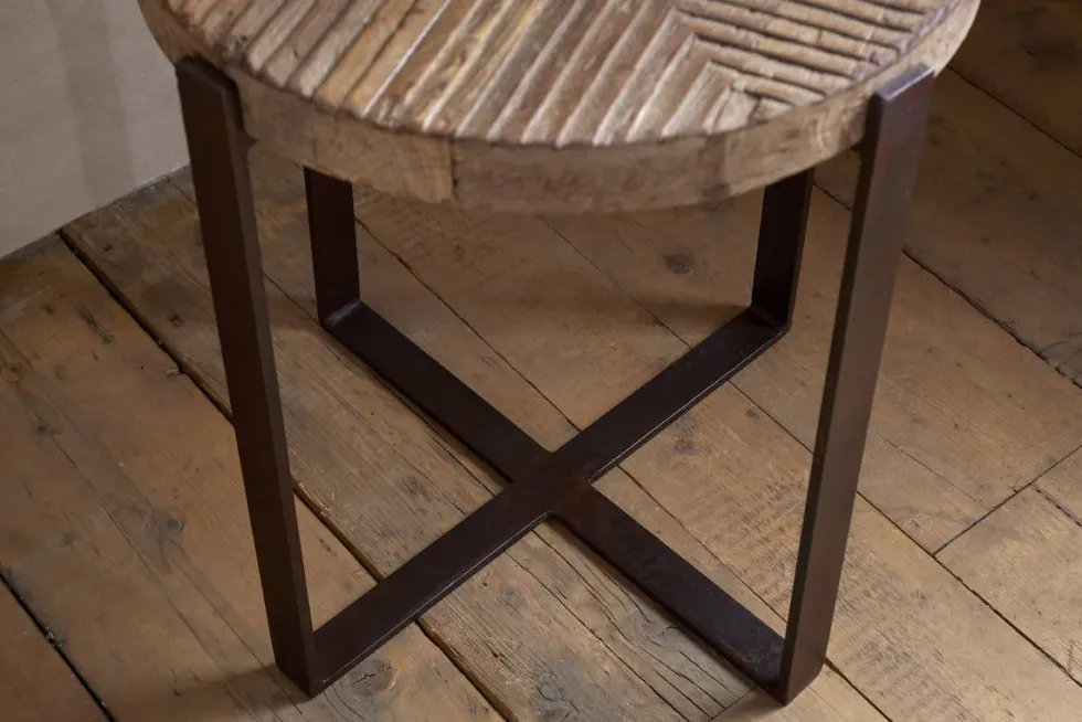 Chakala Reclaimed Wood Side Table - Reclaimed Wood & Iron