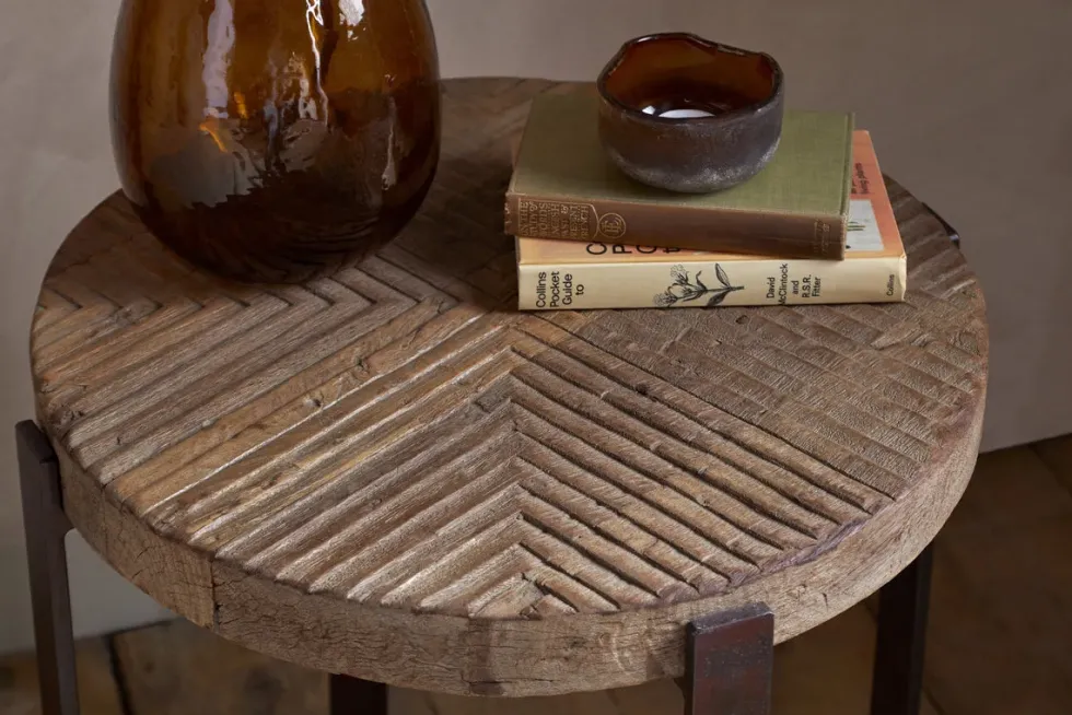 Chakala Reclaimed Wood Side Table - Reclaimed Wood & Iron