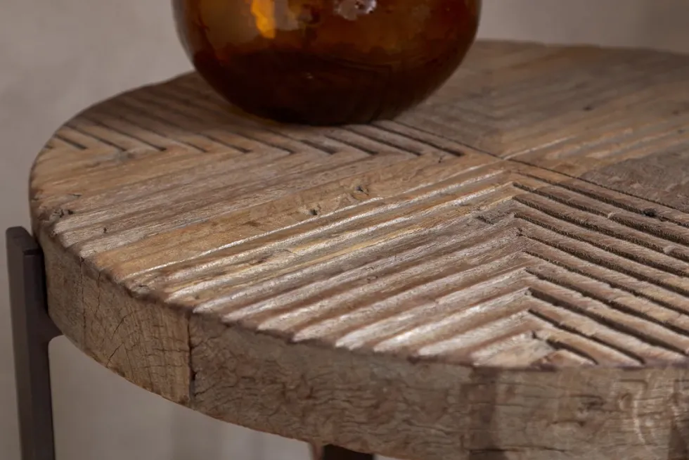 Chakala Reclaimed Wood Side Table - Reclaimed Wood & Iron