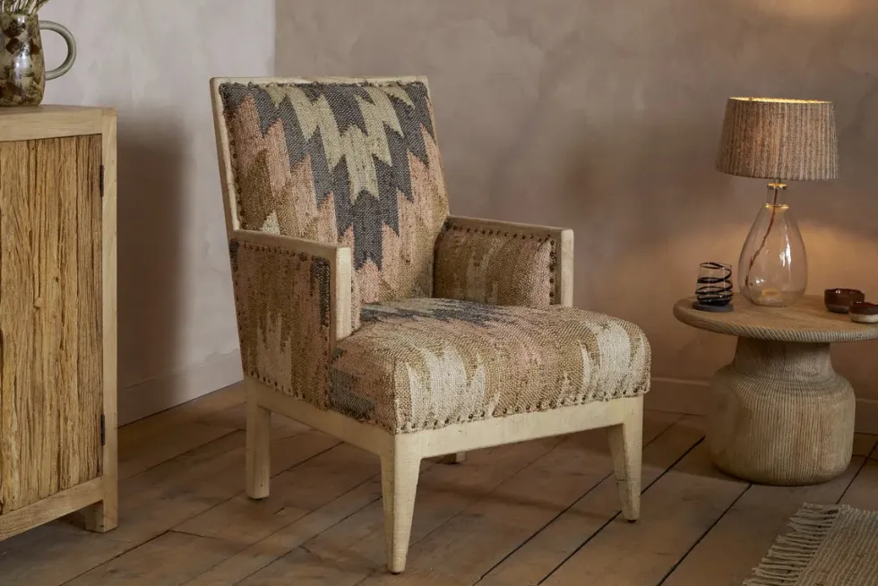 Chhavi Kilim Upholstered Armchair - Multi