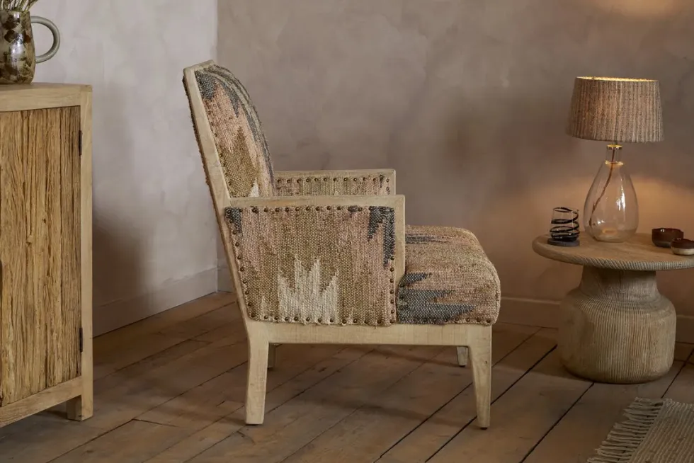 Chhavi Kilim Upholstered Armchair - Multi