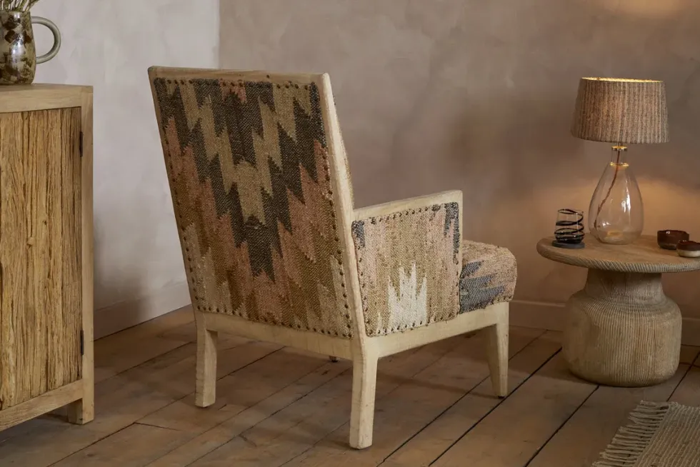 Chhavi Kilim Upholstered Armchair - Multi