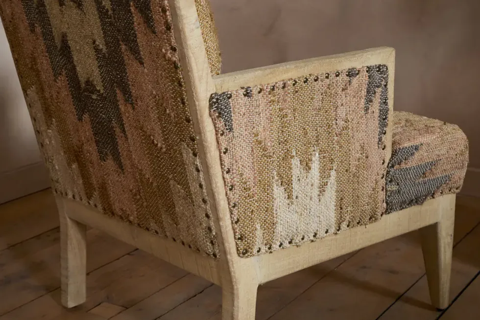 Chhavi Kilim Upholstered Armchair - Multi