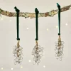 Danvi Glass Drop Baubles - Brass & Clear (Set of 3)