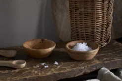 Daruka Salt & Pepper Dipping Bowls with Spoons - Natural