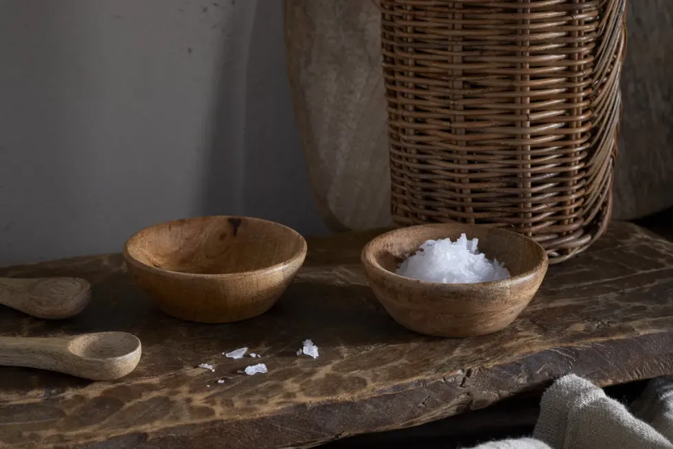 Daruka Salt & Pepper Dipping Bowls with Spoons - Natural