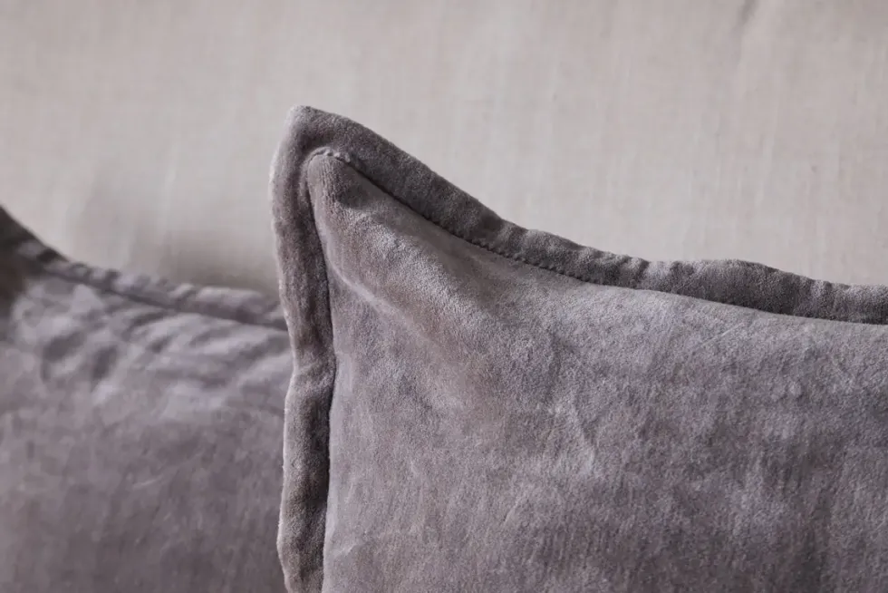 Dhara Velvet Cushion Cover - Charcoal