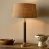 Digha Wood & Metal Table Lamp - Dark Stain & Antique Brass