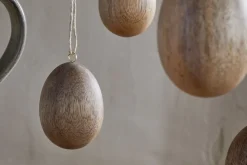 Dima Mango Wood Hanging Egg Decoration - Natural - (Set of 4)