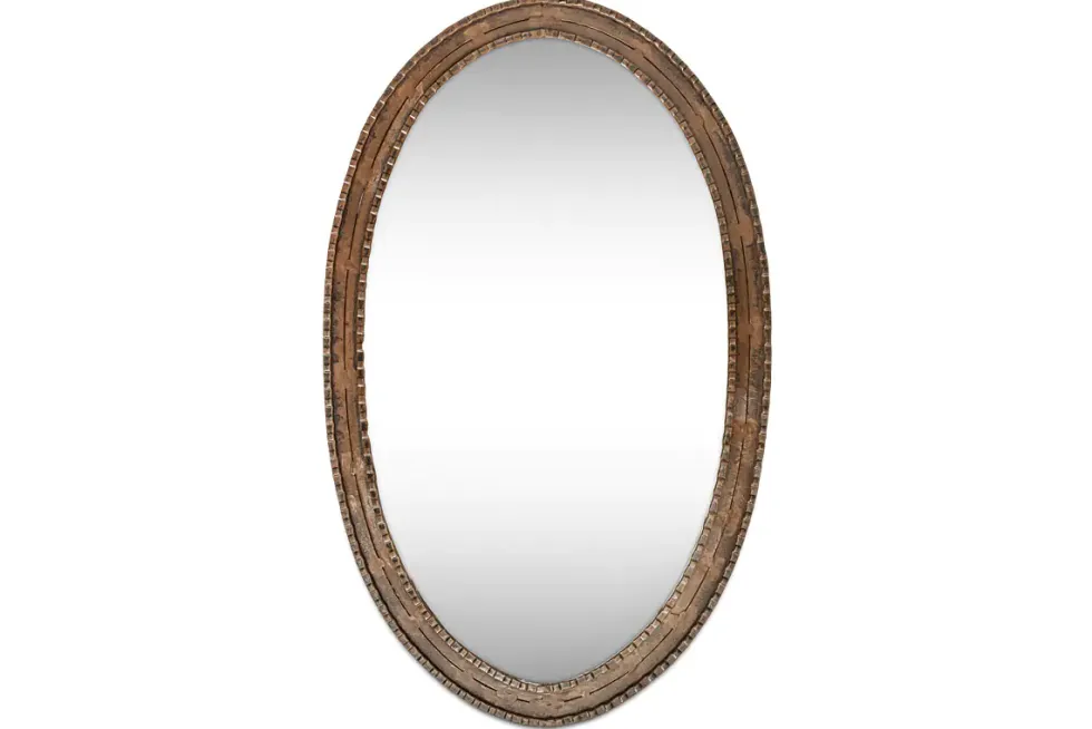 Drishti Oval Iron Mirror - Antique Black - Small