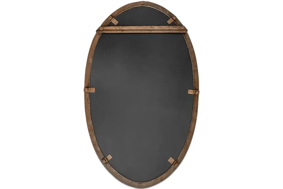 Drishti Oval Iron Mirror - Antique Black - Small