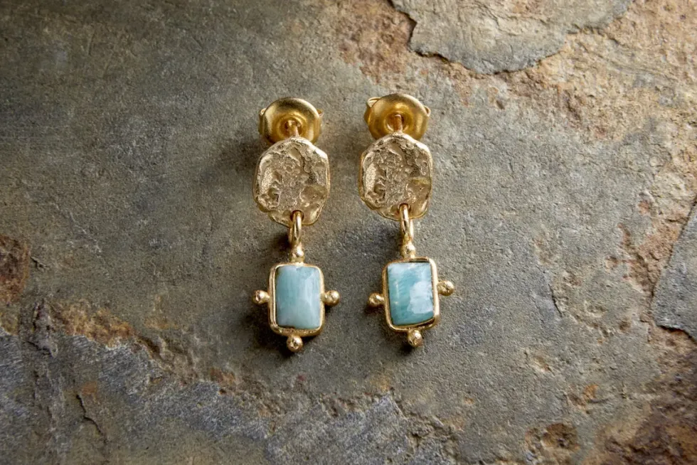 Ebbe Amazonite Earrings - Gold