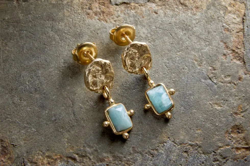 Ebbe Amazonite Earrings - Gold
