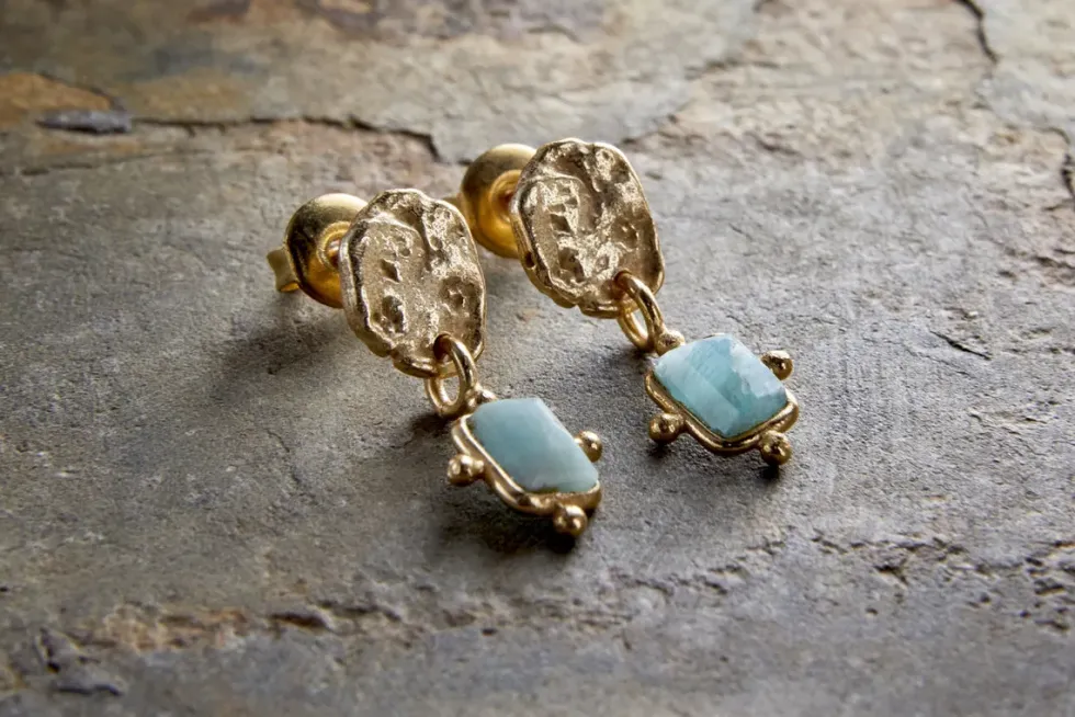 Ebbe Amazonite Earrings - Gold