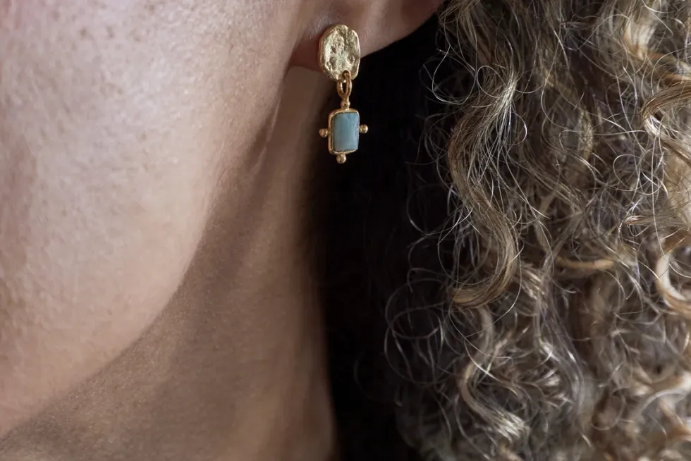 Ebbe Amazonite Earrings - Gold