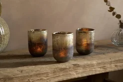 Furaha Tealight Holders - Frosted Black - Small (Set of 3)