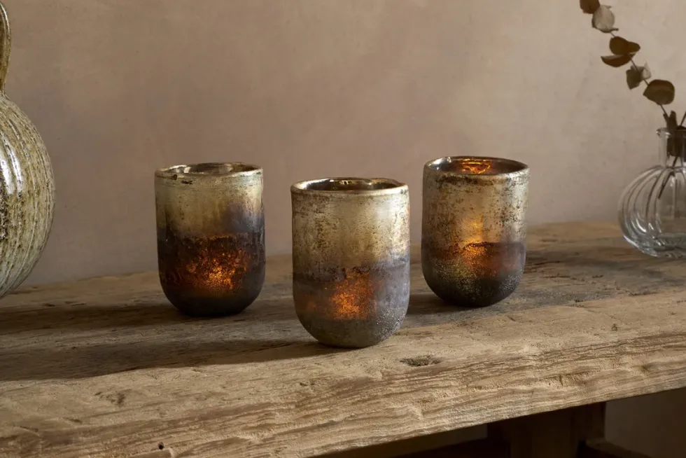 Furaha Tealight Holders - Frosted Black - Small (Set of 3)