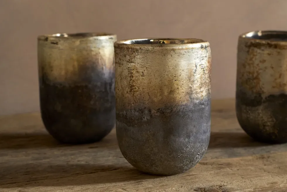 Furaha Tealight Holders - Frosted Black - Small (Set of 3)