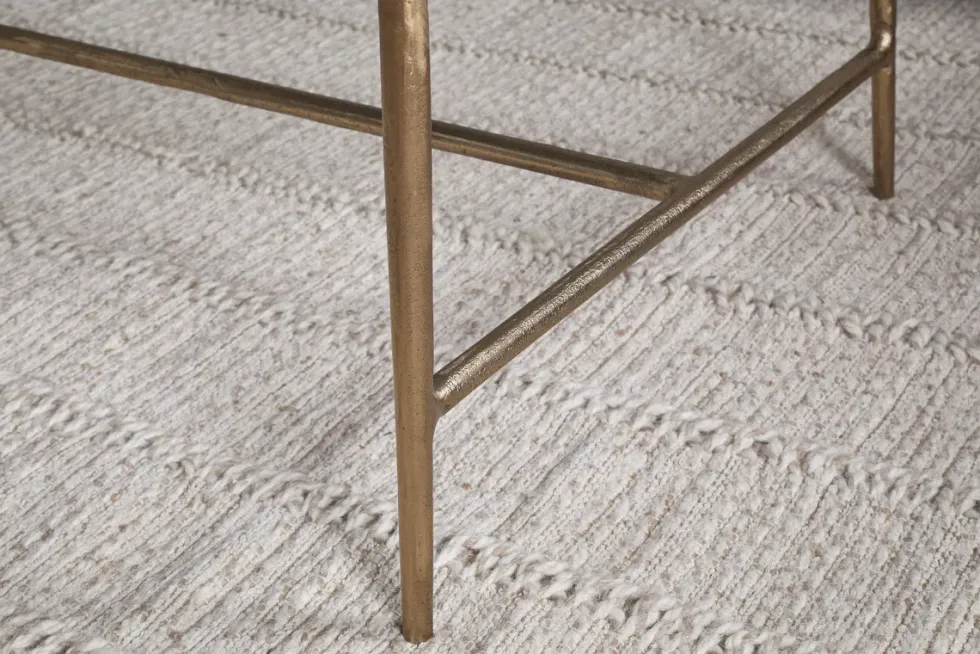Gilasi Cast Metal & Glass Coffee Table - Antique Brass