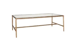 Gilasi Cast Metal & Glass Coffee Table - Antique Brass
