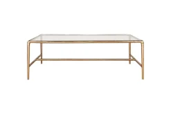 Gilasi Cast Metal & Glass Coffee Table - Antique Brass