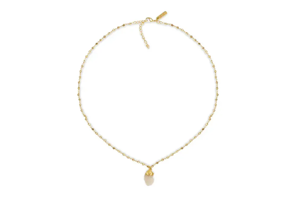 Hadari Rose Quartz Necklace - Gold