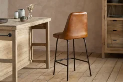 Harsha Leather Counter Chair - Aged Tan