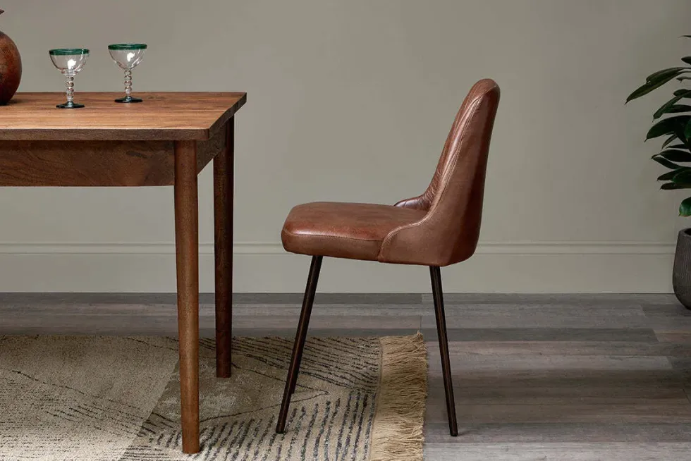 Harsha Leather Dining Chair - Chocolate Brown