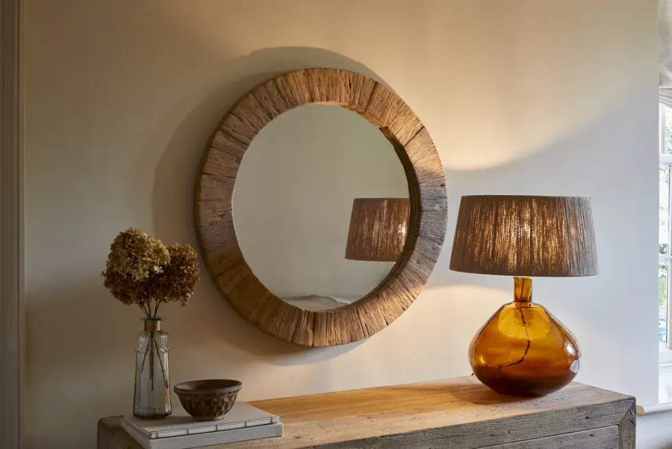 Ibo Reclaimed Round Wall Mirror - Natural