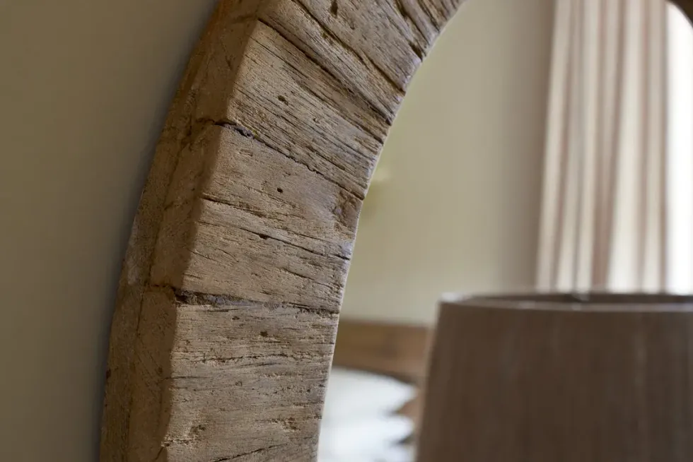 Ibo Reclaimed Round Wall Mirror - Natural