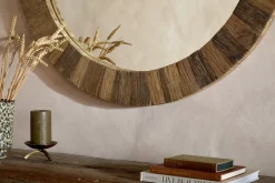 Ibo Reclaimed Round Wall Mirror - Natural