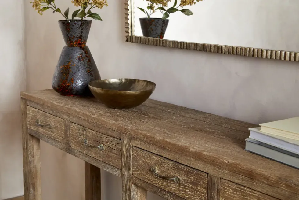 Ibo Reclaimed Wood 4 Drawer Console Table - Natural