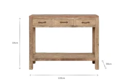 Ibo Reclaimed Wood 3 Drawer Console Table - Natural