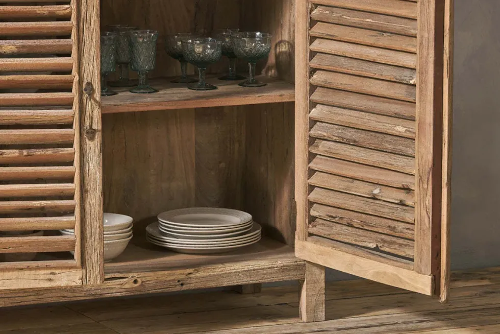 Ibo Reclaimed Wooden Slatted Sideboard - Natural