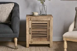 Ibo Reclaimed Wooden Slatted Cabinet – Natural - Small