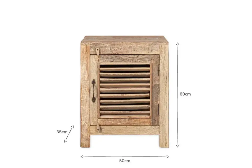 Ibo Reclaimed Wooden Slatted Cabinet – Natural - Small