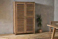 Ibo Reclaimed Wooden Slatted Cabinet – Natural - Large