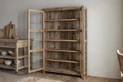 Ibo Reclaimed Wood & Glass Cabinet - Natural - Wide