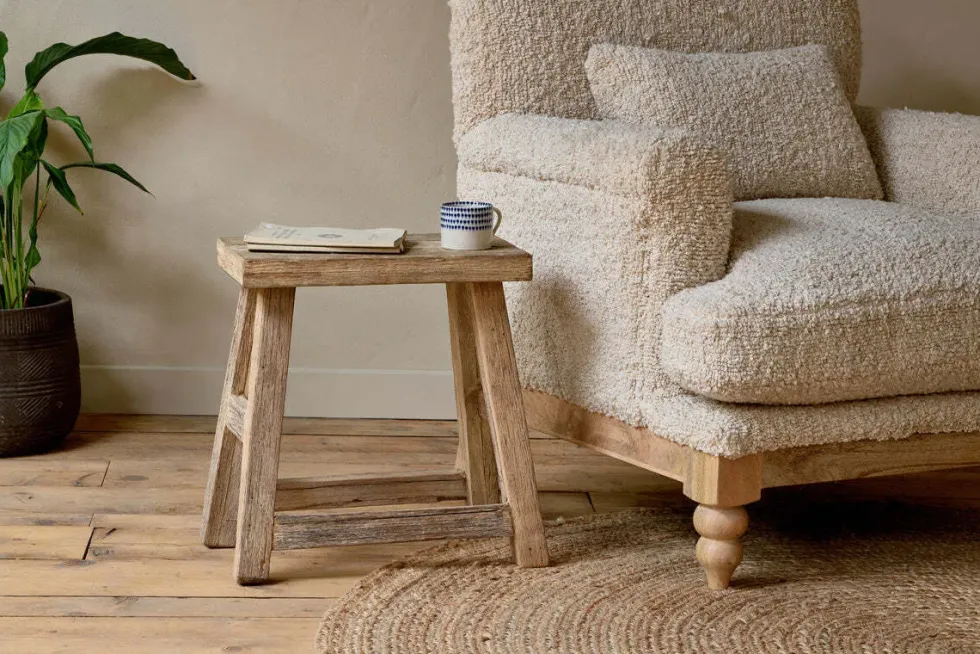 Ibo Reclaimed Wood Low Stool - Natural