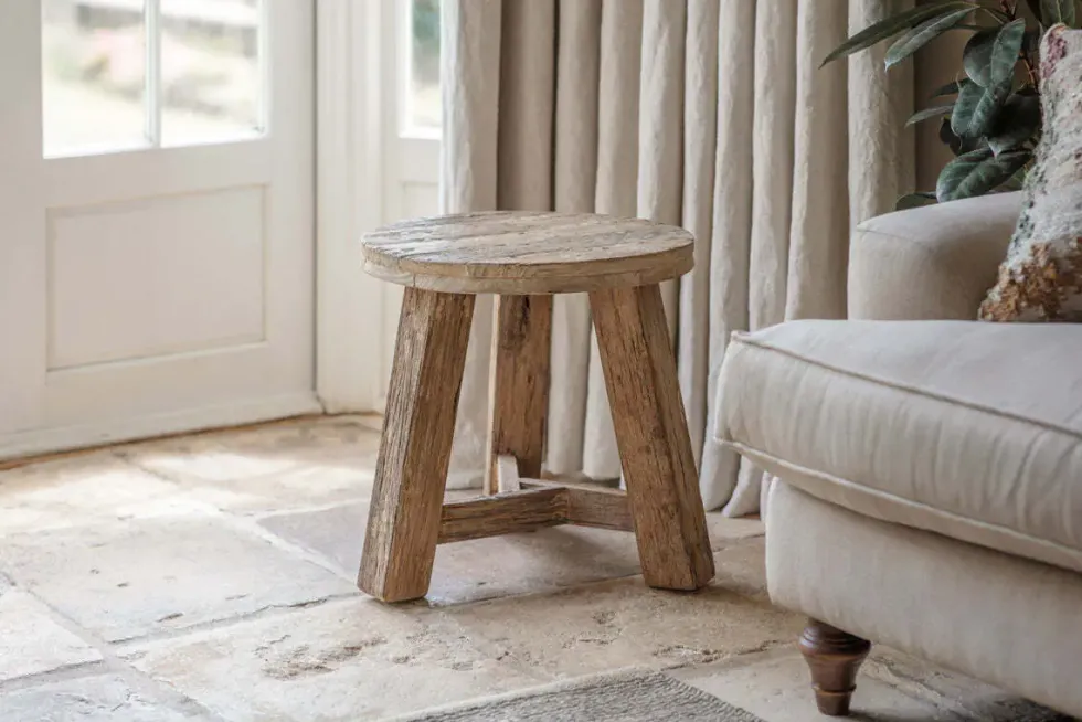 Ibo Reclaimed Wood Round Side Table - Natural