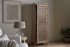 Ibo Reclaimed Wood Slatted Tall Cabinet - Natural - Tall