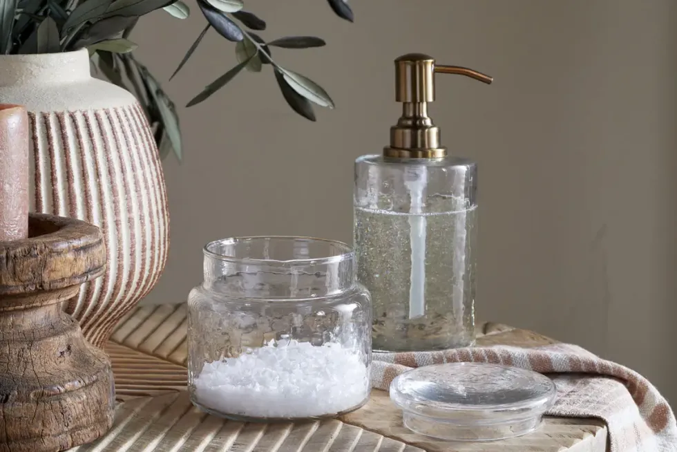 Ilcoso Recycled Hammered Glass Storage Pot - Clear