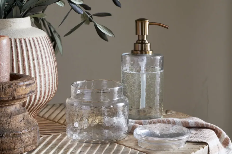 Ilcoso Recycled Hammered Glass Storage Pot - Clear