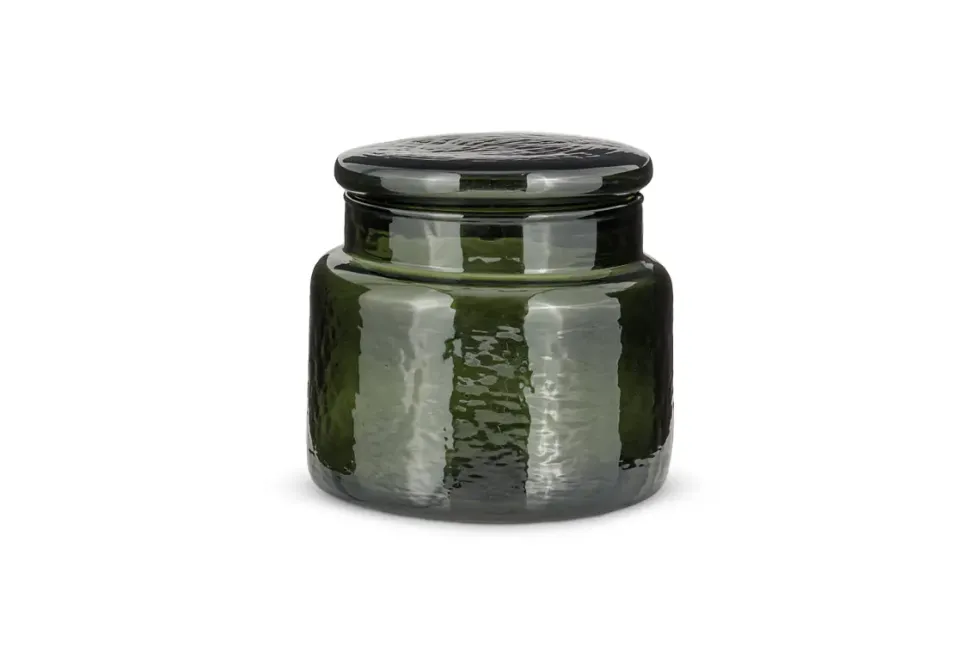 Ilcoso Recycled Hammered Glass Storage Pot - Green